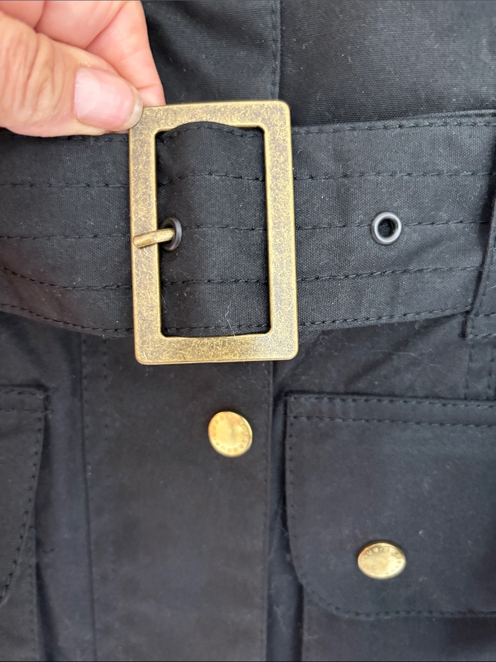 Barbour International Black Waxed Cotton Belted Field Jacket in Biker Style - Picture 9 of 16